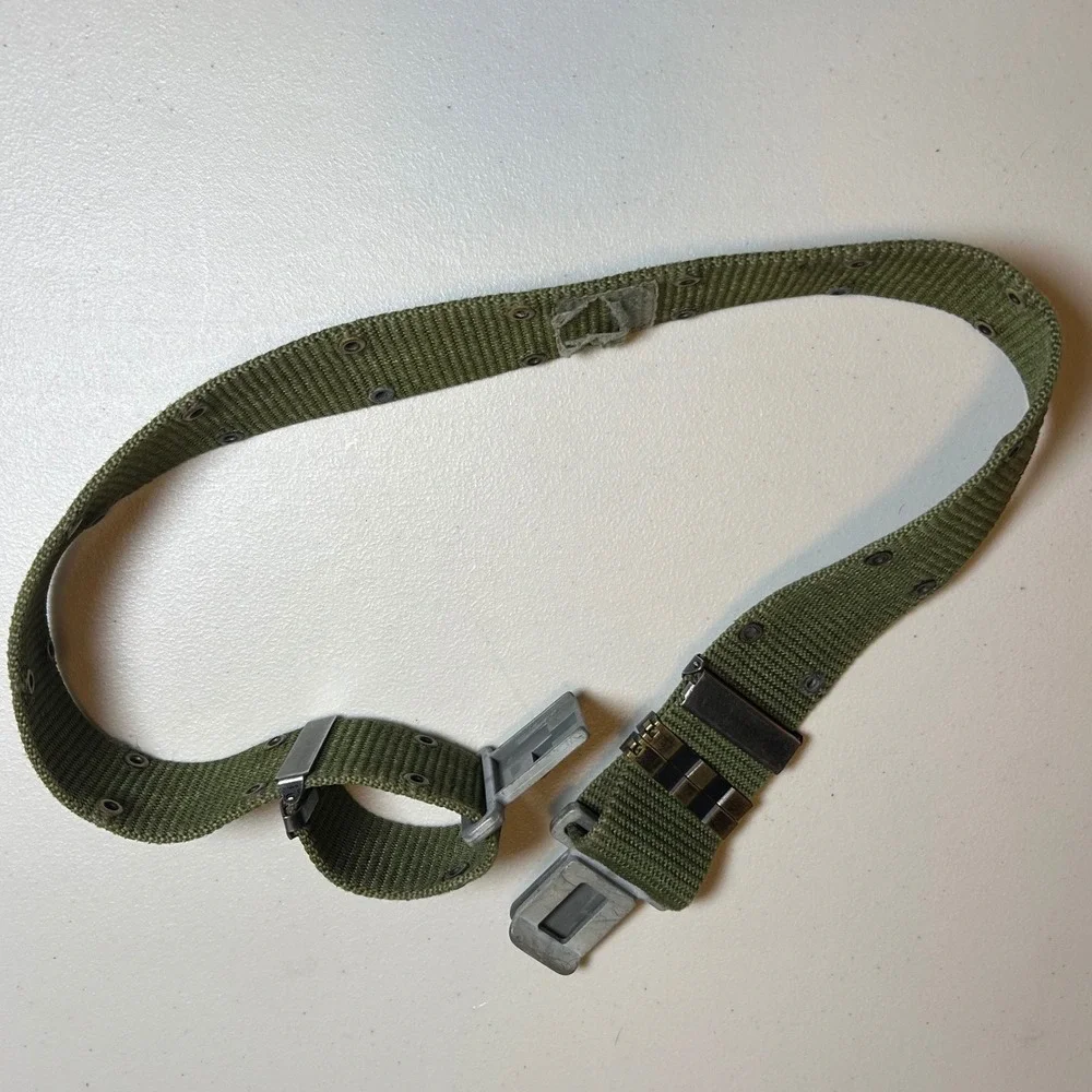 Vintage Military Style Olive Drab Nylon Pistol Belt Utility Tactical Gear Green